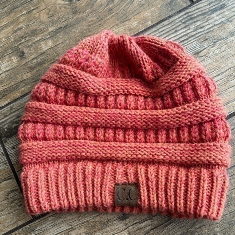 C.C. Winter Chunky Hat Peach Pink Orange